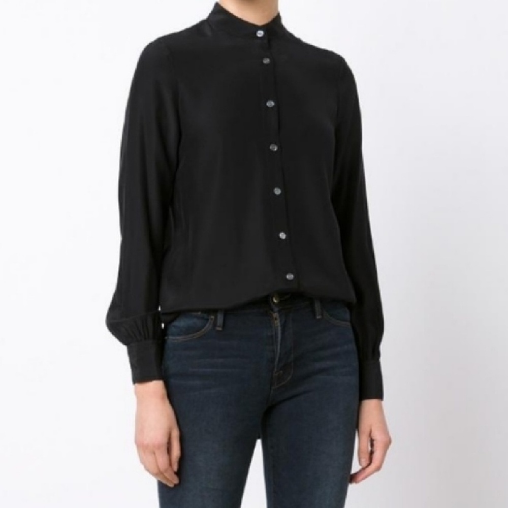 FRAME black button up silk blouse